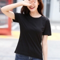 Wholesale High Quality Short Sleeve 100% Cotton Crew Neck V-neck Women Blank T-shirt Custom Private Label